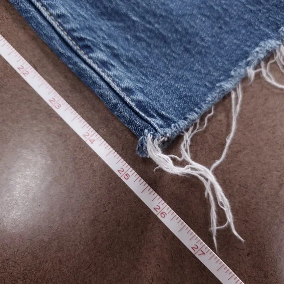 J.Crew Jeans Women's 28 Blue Mid-Rise Flare Crop Raw Hem Distressed Y2K Retro - Picture 11 of 13